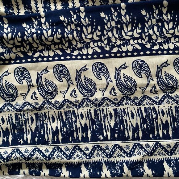 Bohemian Style High Rise Blue and White Wide Leg Pants Size M - Picture 6 of 6